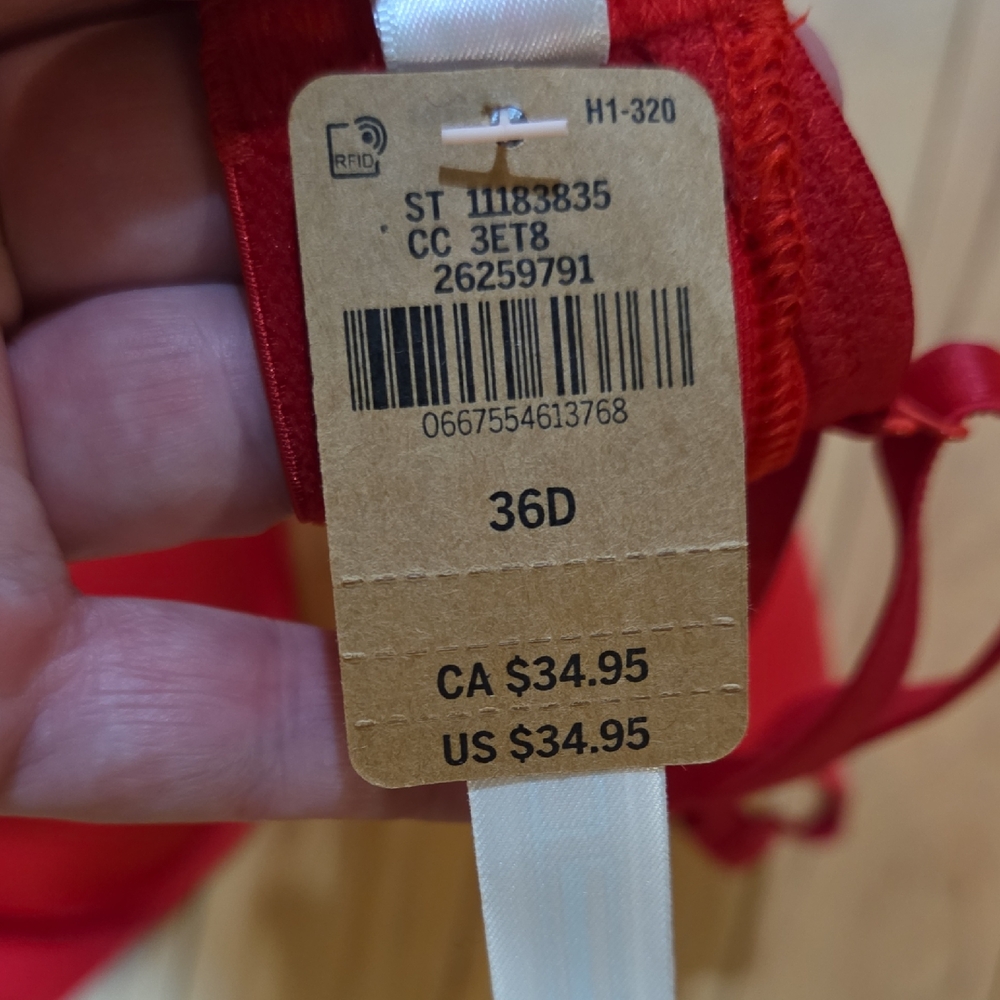 womens Victoria Secret Red Super Push Up Bra 36D Nwt